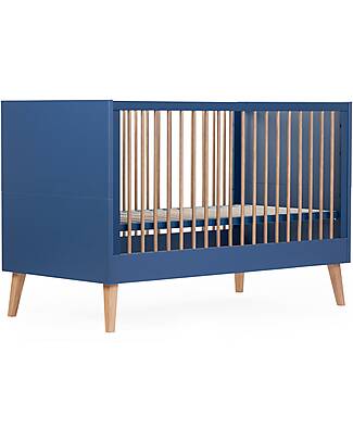 Childhome Cot with Rails + Chest of Drawers with Removable Changing Mat - Blue Convertible Beds
