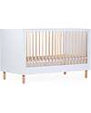 Childhome Cot with Rails + Chest of Drawers with Removable Changing Mat - White Convertible Beds
