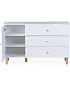 Childhome Cot with Rails + Chest of Drawers with Removable Changing Mat - White Convertible Beds