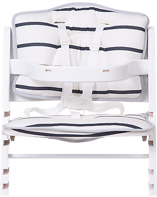 Childhome Cushion for Evolutive High Chair Lambda 2 and 3, White/Navy stripes - 2-pieces set, 100% cotton jersey High Chairs