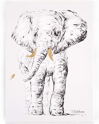 Childhome Elephant Oil Painting with Golden Details - 30x40 cm Wall Decorations