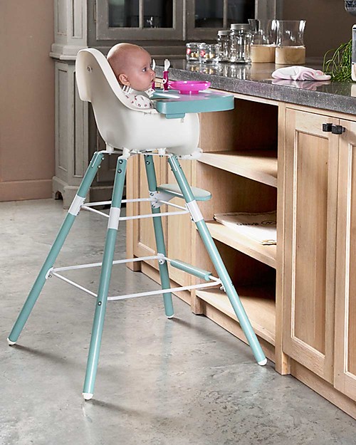 Childhome Evolu 2 Chair, Evolutive High Chair 3-in-1, Jade Green - Includes dining trays and extra legs High Chairs