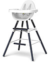 Childhome Evolu 2 Chair, Evolutive High Chair 3-in-1, Navy Blue - Includes dining trays and extra legs High Chairs
