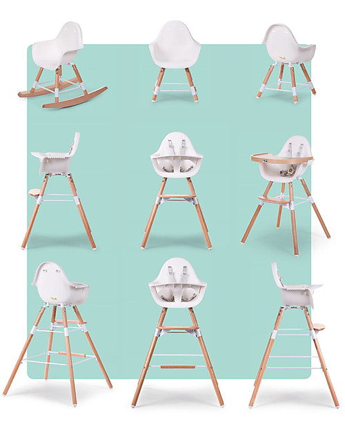 Childhome Evolu 2 Chair, Evolutive High Chair 3-in-1, Navy Blue - Includes dining trays and extra legs High Chairs