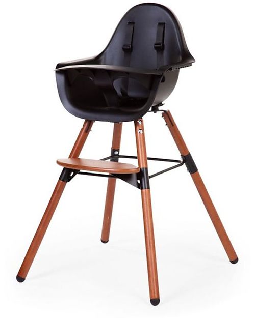 Childhome Evolu 2 Chair - Evolutive High Chair and Kids Chair + Bumper - Nut/Black - 6 month to 6 years High Chairs