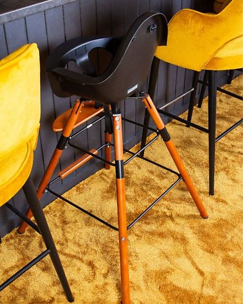 Childhome Evolu 2 Chair - Evolutive High Chair and Kids Chair + Bumper - Nut/Black - 6 month to 6 years High Chairs