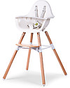 Childhome Evolu 2 Chair, Evolutive High Chair + Kids Chair, White/Wood - 6 months to 6 years High Chairs