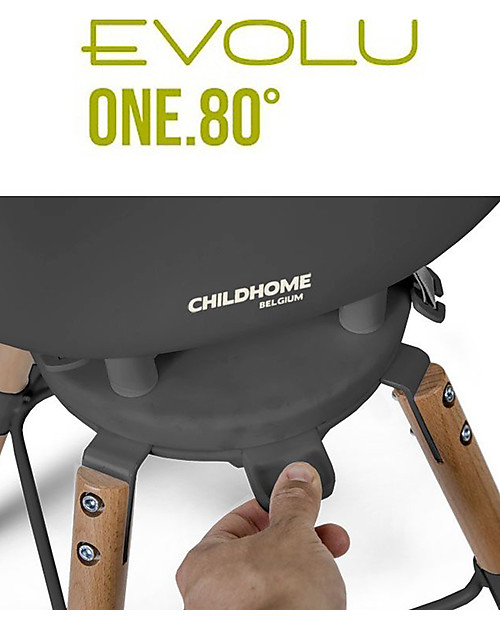 Childhome Evolu ONE.80° Chair - Anthracite Evolutive High Chair and Kids Chair - Swivel Seat High Chairs
