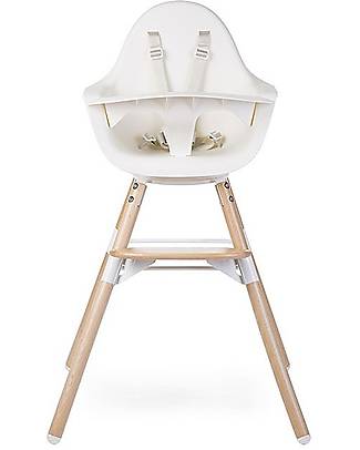 Childhome Evolu ONE.80° Chair, Evolutive High Chair and Kids Chair + Extra Long Legs, White - Swivel Seat! High Chairs