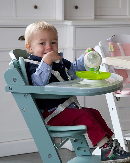 Childhome Evolutive Wooden High Chair Lambda 2, Jade Green - It becomes a normal chair! High Chairs