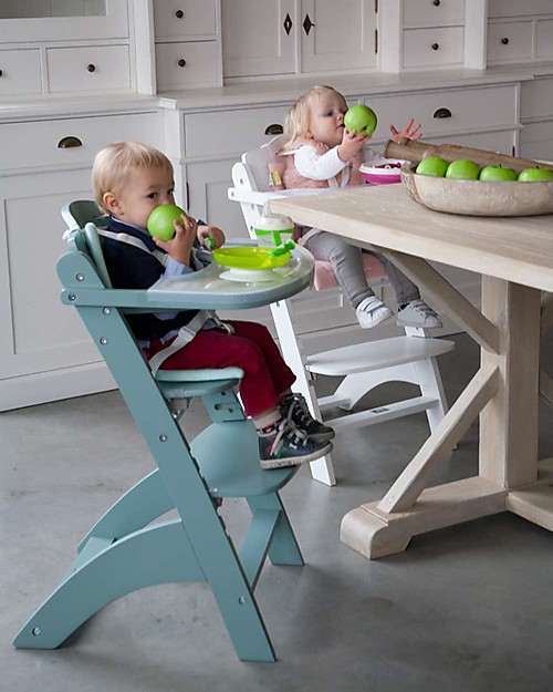 Childhome Evolutive Wooden High Chair Lambda 2, Jade Green - It becomes a normal chair! High Chairs