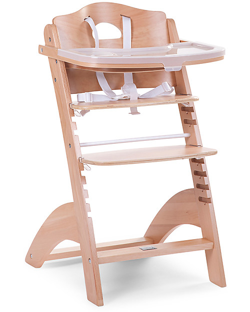 Childhome Evolutive Wooden High Chair Lambda 2, Natural - It becomes a normal chair! High Chairs