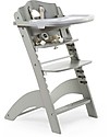 Childhome Evolutive Wooden High Chair Lambda 3, Stone Grey - It becomes a normal chair! High Chairs