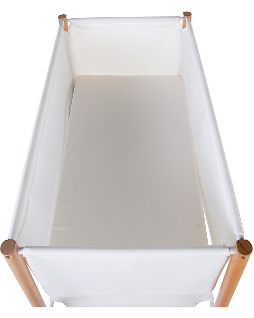 Childhome Evolux Wooden Cradle with Breathable Mesh, Natural/White - 50x90 cm Cribs & Moses Baskets
