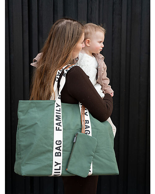Childhome Family Bag Weekend Bag - Green - Signature Collection - 55x18x40cm Diaper Changing Bags