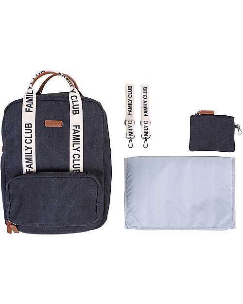 Childhome Family Club Backpack - Black - Changing Mat Included! Changing Backpack