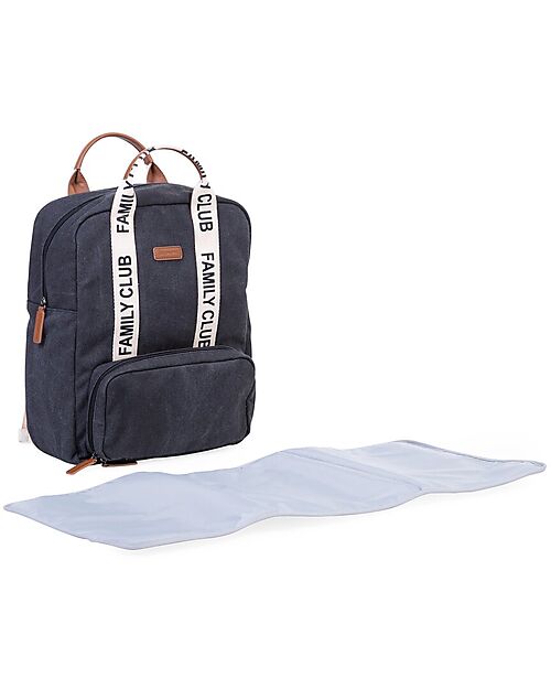 Childhome Family Club Backpack - Black - Changing Mat Included! Changing Backpack