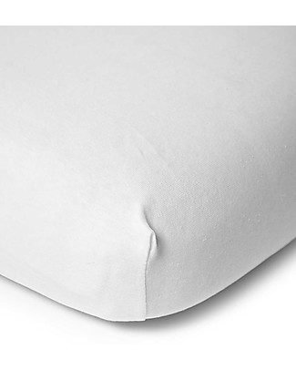 Childhome Fitted Sheet Bedside Crib 90x50 cm - Bio Organic White Bed Sheets and Pillow Cases