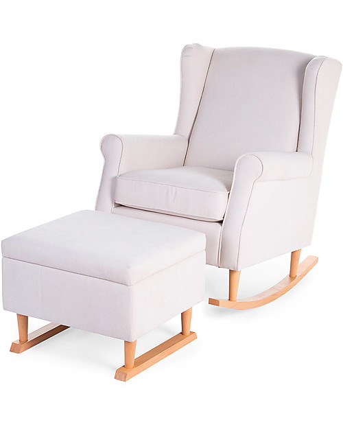 Childhome Footrest Rocking Sofa Chair - Natural Beech & Offwhite Armchairs