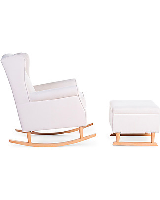 Childhome Footrest Rocking Sofa Chair - Natural Beech & Offwhite Gliders & Reclining Chairs