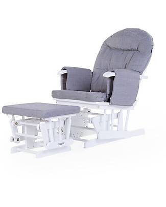 Childhome Gliding Chair Round Beech Canvas Grey - with Footrest Armchairs