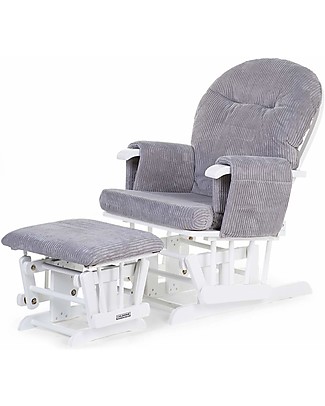 Childhome Gliding Chair With Footrest + Grey Ribbed Velvet Gliders & Reclining Chairs