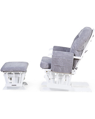 Childhome Gliding Chair With Footrest + Grey Ribbed Velvet Gliders & Reclining Chairs