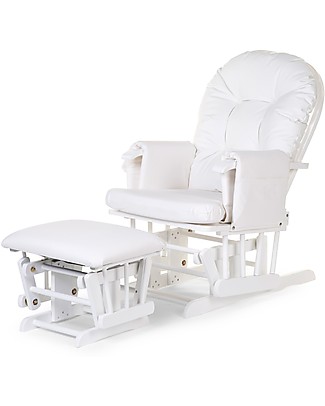 Childhome Gliding Chair With Footrest - White - Beech Armchairs