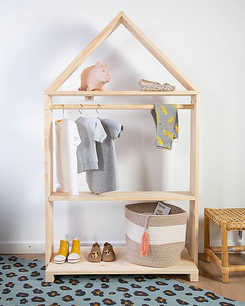 Childhome House Decorative Storage Rack - Natural Wood Hangers