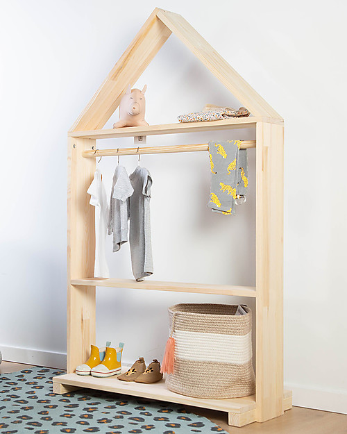 Childhome House Decorative Storage Rack - Natural Wood Hangers
