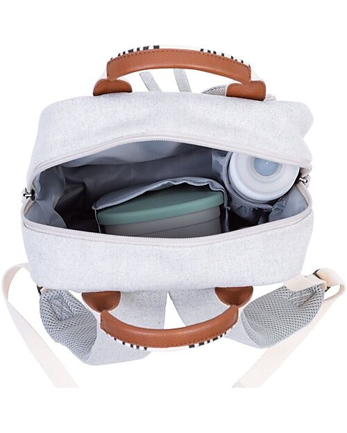 Childhome Mini Club Signature Kids Backpack - Off White -23x10x31 cm Kindergarten Backpacks