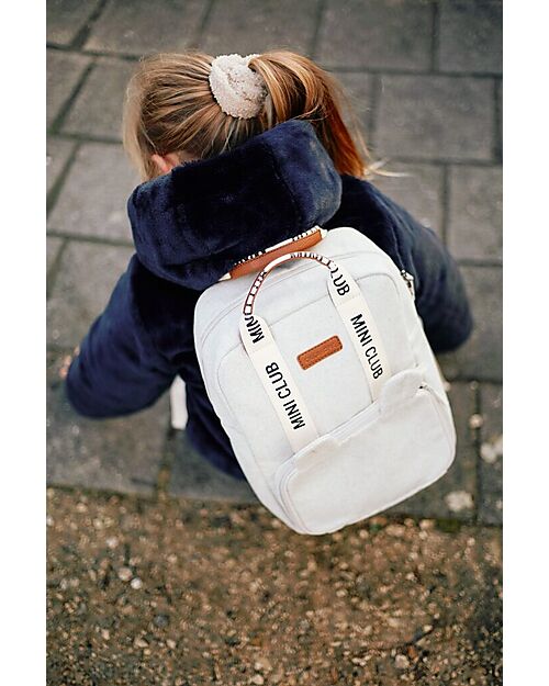 Childhome Mini Club Signature Kids Backpack - Off White -23x10x31 cm Kindergarten Backpacks