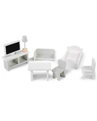 Childhome Miniature Wooden Furniture - Set of 8 Pieces Dolls Accessories