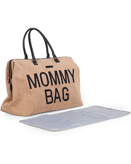 Childhome Mommy Bag Changing Bag 55 x 30 x 40 cm - Raffia - Includes Changing Mat! Diaper Changing Bags