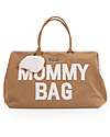 Childhome Mommy Bag Changing Bag 55 x 30 x 40 cm - Suede-Look with White Teddy Details - Includes Changing Mat! Diaper Changing Bags