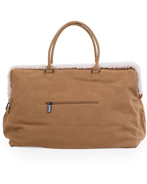 Childhome Mommy Bag Changing Bag 55 x 30 x 40 cm - Suede-Look with White Teddy Details - Includes Changing Mat! Diaper Changing Bags