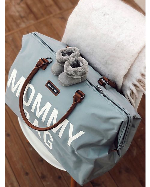 Childhome Mommy Bag Diaper Bag - 55 x 30 x 40 cm - Grey Off White - Includes foldable changing mat! Diaper Changing Bags