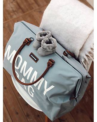 Childhome Mommy Bag Diaper Bag - 55 x 30 x 40 cm - Grey Off White - Includes foldable changing mat! Diaper Changing Bags