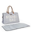 Childhome Mommy Bag Diaper Bag - 55 x 30 x 40 cm - Grey Off White - Includes foldable changing mat! Diaper Changing Bags