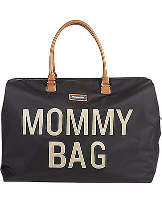 Childhome Mommy Bag Diaper Bag - 55x30x40 cm - Black and Gold - Includes foldable changing mat! Diaper Changing Bags & Accessories