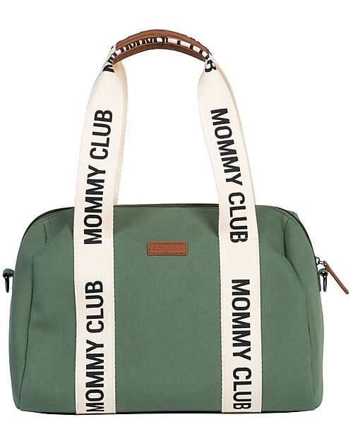 Childhome Mommy Club Signature Changing Bag in Canvas - Green - Includes Portable Changing Mat Diaper Changing Bags