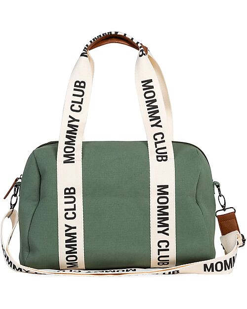 Childhome Mommy Club Signature Changing Bag in Canvas - Green - Includes Portable Changing Mat Diaper Changing Bags
