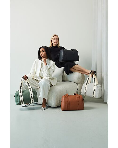 Childhome Mommy Club Signature Changing Bag in Canvas - Green - Includes Portable Changing Mat Diaper Changing Bags