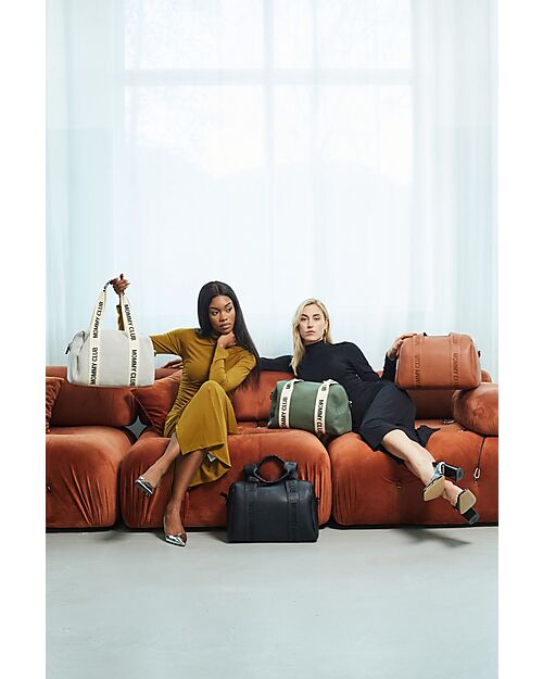 Childhome Mommy Club Signature Changing Bag in Canvas - Green - Includes Portable Changing Mat Diaper Changing Bags