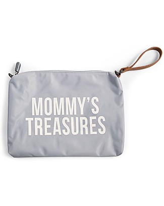 Childhome Mommy Treasures Clutch Bag - 33 x 23 x 3 cm - White and Grey Diaper Changing Bags & Accessories
