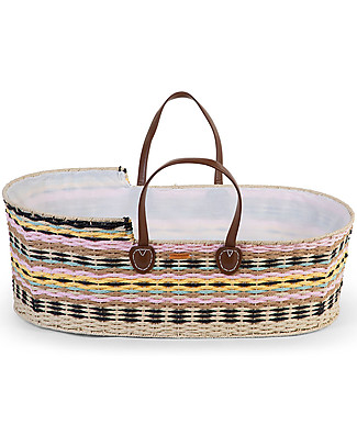 Childhome Multicolor Moses Basket with Mattress + Lining + Handles - 84x45 cm Cribs & Moses Baskets