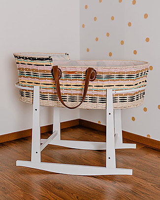 Childhome Multicolor Moses Basket with Mattress + Lining + Handles - 84x45 cm Cribs & Moses Baskets