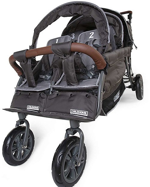 Childhome New Six Seater Stroller with Autobrake - Anthracite/Leather Look - from 6 up to 36 months Double Pushchairs