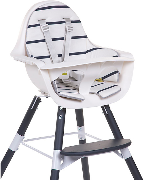 Childhome OUTLET - Cushion for Evolutive High Chair Evolu 2 Chair, White/Navy Stripes - 100% Cotton Jersey Accessories for High Chairs
