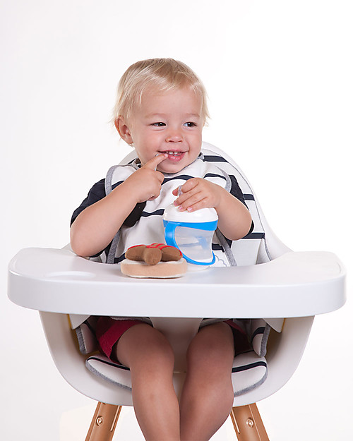 Childhome OUTLET - Cushion for Evolutive High Chair Evolu 2 Chair, White/Navy Stripes - 100% Cotton Jersey Accessories for High Chairs